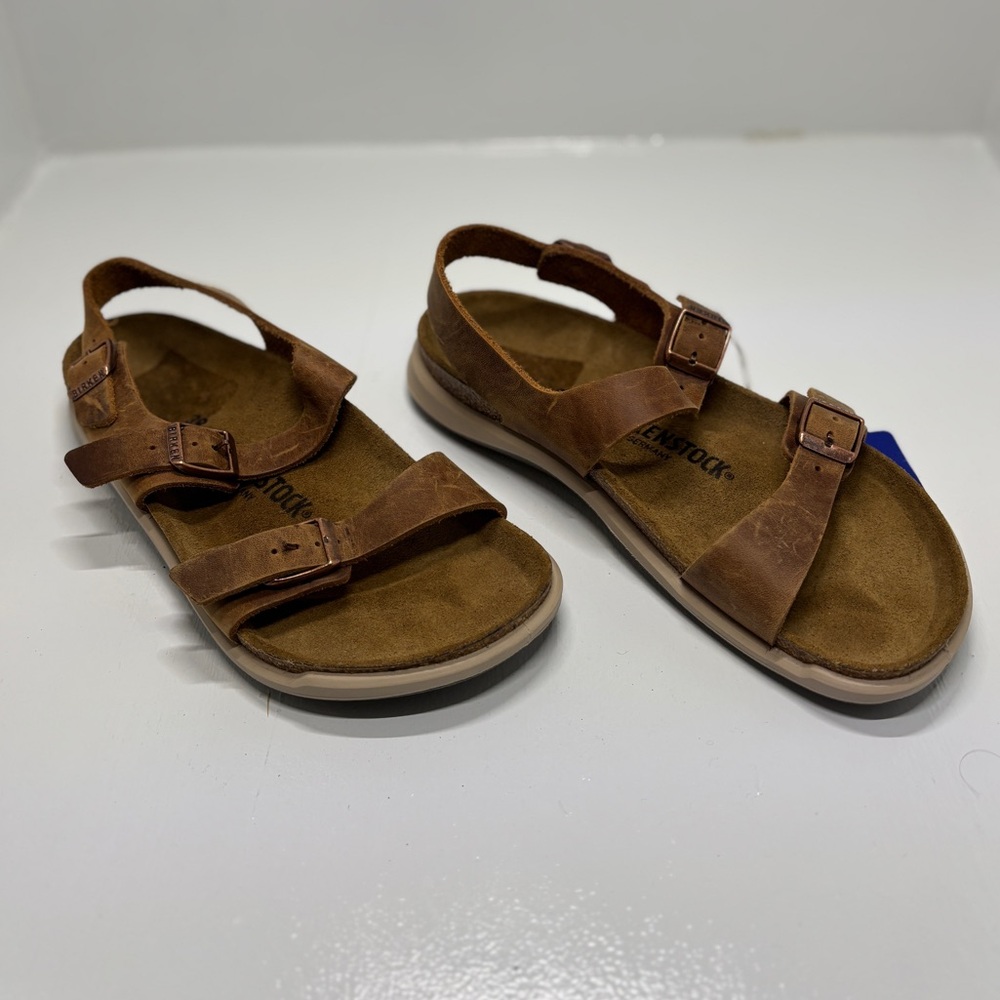 Birkenstock Milano Oiled Leather Sandals Brown EU 39 US Women’s 8–8.5 Backstrap - Picture 3 of 12